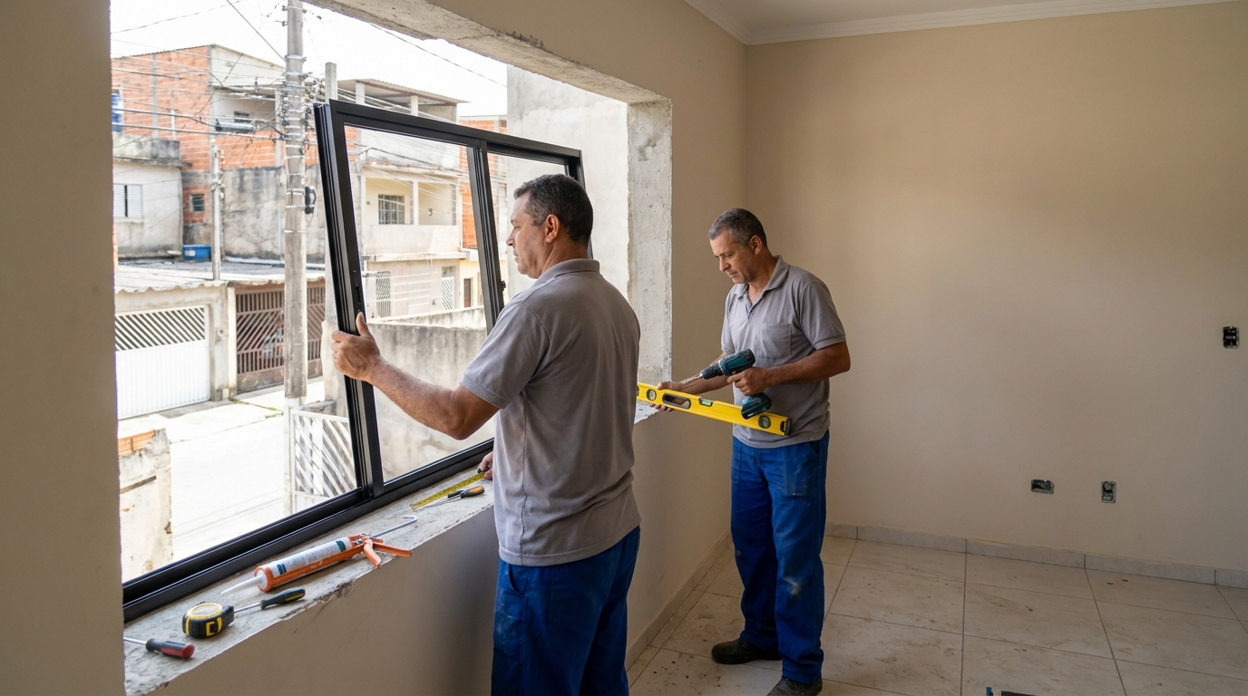 Esquadria de alumínio com vista para rua em Natal-RN
